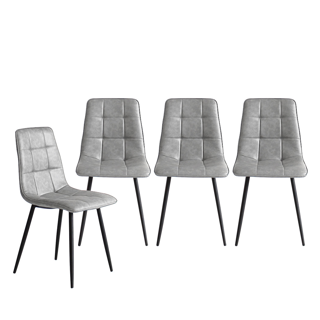 Levede 4x Dining Chairs Kitchen Chair Grey Faux Leather-1973194074773131265