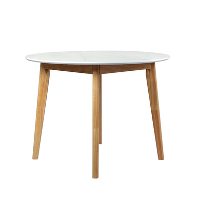 Levede Dining Table Round Rubberwood Base 100cm White 100 CM-1973194087016304641