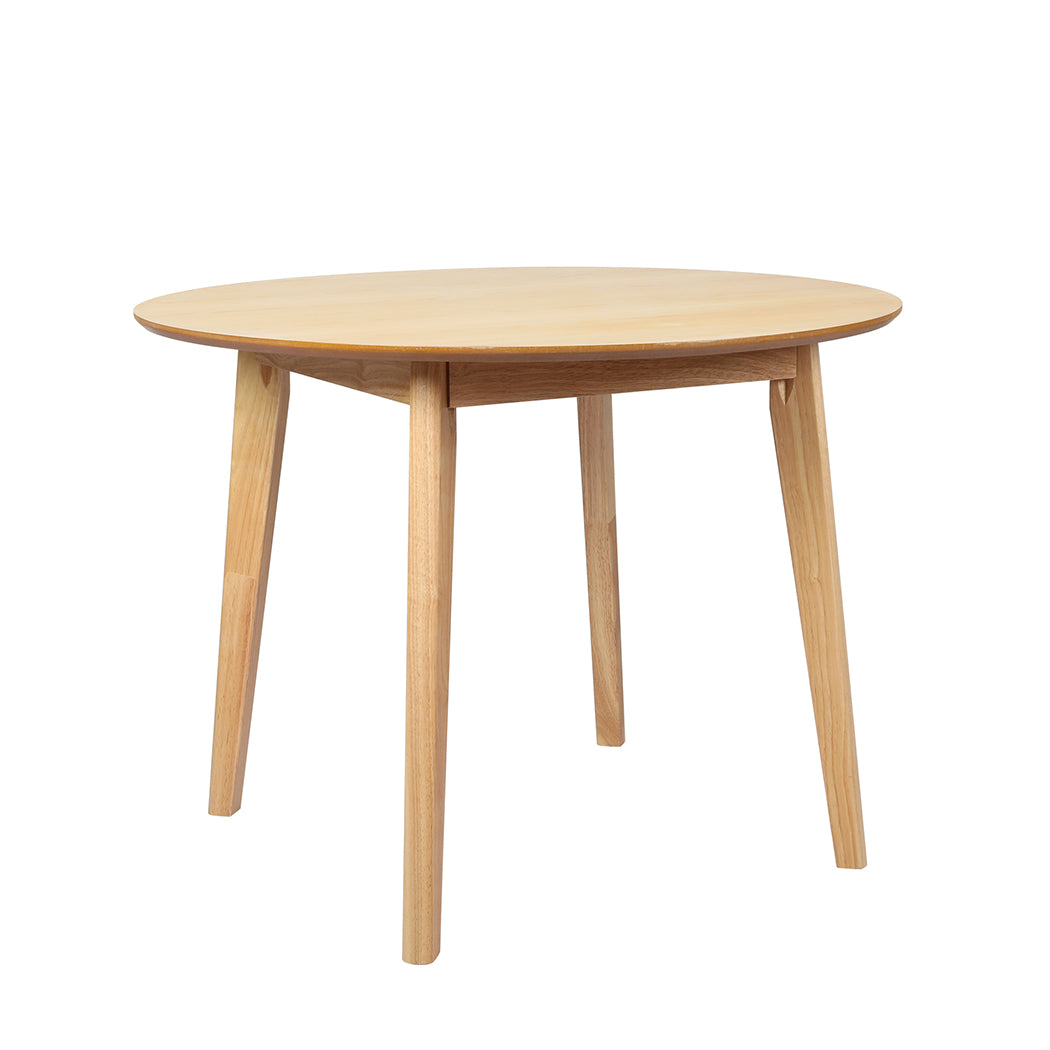 Levede Dining Table Round Rubberwood Base 100cm Natural 100 CM-1973194086840143873