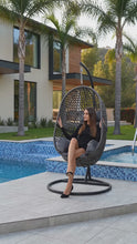 Load and play video in Gallery viewer, Stylish Black Swing Egg Chair Hammock With Stand Outdoor
