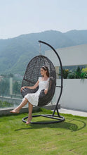 Load and play video in Gallery viewer, Stylish Black Swing Egg Chair Hammock With Stand Outdoor
