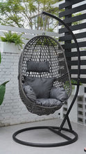 Load and play video in Gallery viewer, Stylish Black Swing Egg Chair Hammock With Stand Outdoor
