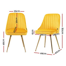 Load image into Gallery viewer, 2 Retro Velvet Yellow Gold Modern Dining Chairs-Dining Chairs-The White Mall
