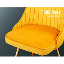 Load image into Gallery viewer, 2 Retro Velvet Yellow Gold Modern Dining Chairs-Dining Chairs-The White Mall
