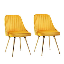 Load image into Gallery viewer, Artiss Set of 2 Dining Chairs Retro Chair Cafe Kitchen Modern Metal Legs Velvet Yellow
