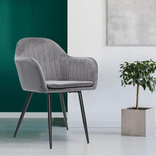 Load image into Gallery viewer, 2x Sleek Grey Velvet Dining Chairs-The White Mall-The White Mall
