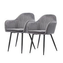Load image into Gallery viewer, 2x Sleek Grey Velvet Dining Chairs-The White Mall-The White Mall
