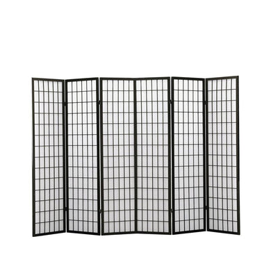 6 Panel Free Standing Foldable Room Divider, Privacy Screen With Black Frame-The White Mall-The White Mall