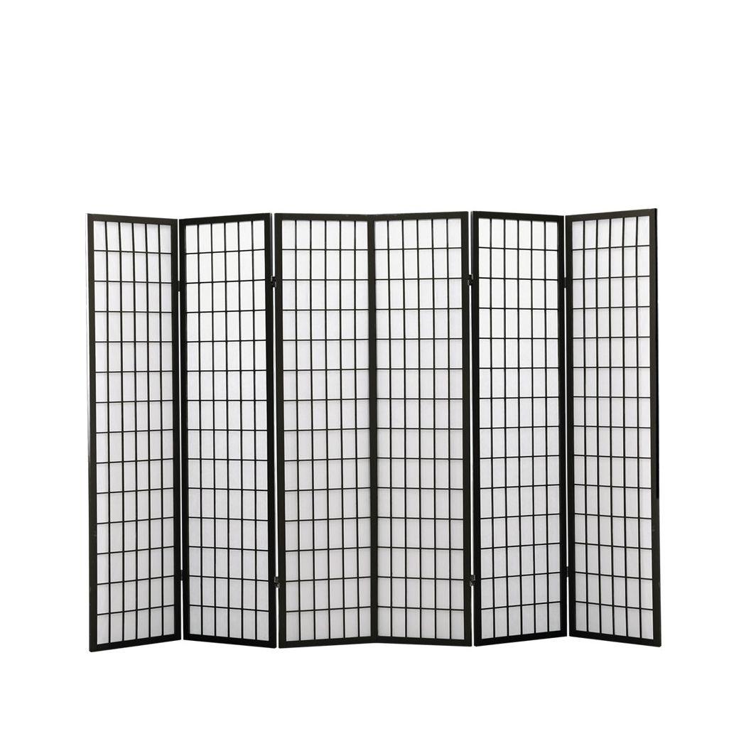 6 Panel Free Standing Foldable Room Divider, Privacy Screen With Black Frame-The White Mall-The White Mall