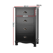 Load image into Gallery viewer, Antique Style Black Hamptons Bedside Table, Storage Drawers-Furniture-The White Mall
