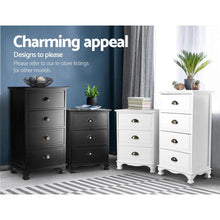 Load image into Gallery viewer, Antique Style Black Hamptons Bedside Table, Storage Drawers-Furniture-The White Mall
