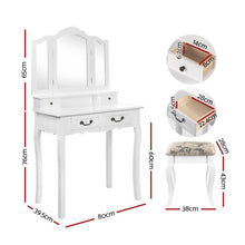 Load image into Gallery viewer, Artiss Dressing Table with Mirror - White-Furniture-The White Mall
