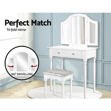 Load image into Gallery viewer, Artiss White Dressing Table with Stool, 3 Mirrors, &amp; Drawer for Makeup &amp; Jewellery-Dressing Table-The White Mall
