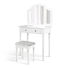 Load image into Gallery viewer, Artiss White Dressing Table with Stool, 3 Mirrors, &amp; Drawer for Makeup &amp; Jewellery-Dressing Table-The White Mall
