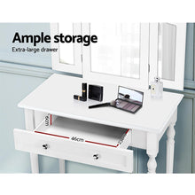 Load image into Gallery viewer, Artiss White Dressing Table with Stool, 3 Mirrors, &amp; Drawer for Makeup &amp; Jewellery-Dressing Table-The White Mall
