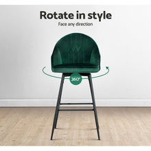 Load image into Gallery viewer, Artiss Set of 2 Bar Stools Kitchen Stool Dining Chairs Velvet Chair Barstool Green Mesial
