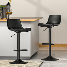 Load image into Gallery viewer, Artiss Bar Stools Kitchen Swivel Gas Lift Stool Leather Dining Chairs Black x2
