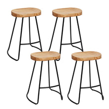 Load image into Gallery viewer, Artiss Set of 4 Elm Wood Backless Bar Stools 75cm - Black and Light Natural
