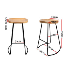 Load image into Gallery viewer, Artiss Set of 4 Elm Wood Backless Bar Stools 75cm - Black and Light Natural
