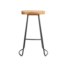 Load image into Gallery viewer, Artiss Set of 4 Elm Wood Backless Bar Stools 75cm - Black and Light Natural
