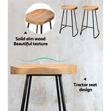 Load image into Gallery viewer, Artiss Set of 4 Elm Wood Backless Bar Stools 75cm - Black and Light Natural
