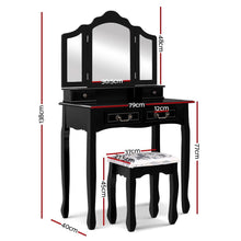 Load image into Gallery viewer, Black 3 Mirrored Artiss Dressing Table with Mirror-Dressing Table-The White Mall

