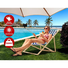 Load image into Gallery viewer, Striped Beach Deck Chair | Gardeon | Blue-Deck Chair-The White Mall
