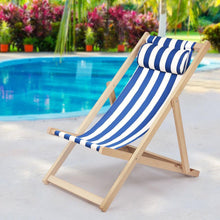 Load image into Gallery viewer, Striped Beach Deck Chair | Gardeon | Blue-Deck Chair-The White Mall
