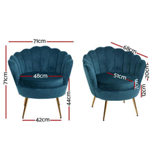 Load image into Gallery viewer, Blue Velvet Artiss Accent Shell Armchair Chair-Furniture-The White Mall
