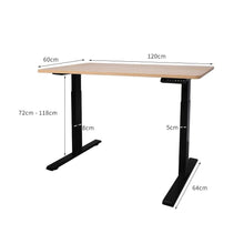 Load image into Gallery viewer, Brown Wood Standing Desk Motorised Height Computer Table Electric Adjustable Stand With Black Legs-The White Mall-The White Mall
