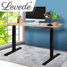 Load image into Gallery viewer, Brown Wood Standing Desk Motorised Height Computer Table Electric Adjustable Stand With Black Legs-The White Mall-The White Mall
