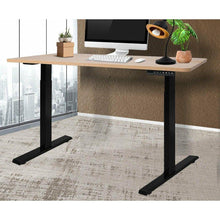 Load image into Gallery viewer, Brown Wood Standing Desk Motorised Height Computer Table Electric Adjustable Stand With Black Legs-The White Mall-The White Mall
