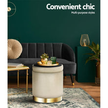Load image into Gallery viewer, Cream Storage Pouffee Round Velvet Foot Stool Ottoman-Furniture-The White Mall
