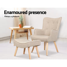 Load image into Gallery viewer, Cute Artiss Armchair Lounge Chair &amp; Ottoman Set - Beige-Furniture-The White Mall
