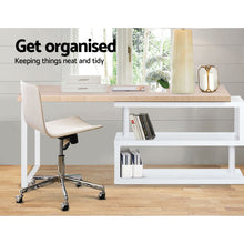Load image into Gallery viewer, Artiss Rotary Corner Desk with Bookshelf - Brown &amp; White

