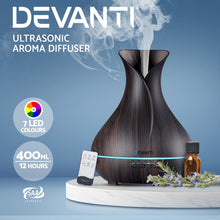 Load image into Gallery viewer, Devanti 400ml 4 in 1 Aroma Diffuser with remote control- Dark Wood
