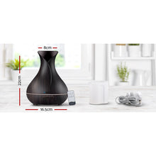 Load image into Gallery viewer, Devanti 400ml 4 in 1 Aroma Diffuser with remote control- Dark Wood
