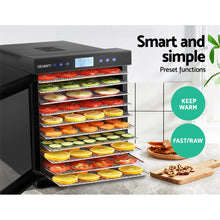 Load image into Gallery viewer, Devanti Food Dehydrators Stainless Steel Jerky Dehydrator Fruit Dryer 10 Trays
