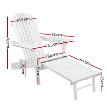 Load image into Gallery viewer, Gardeon Adirondack Beach Chair with Ottoman - White
