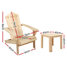 Load image into Gallery viewer, Gardeon Outdoor Sun Lounge Beach Chairs Table Setting Wooden Adirondack Patio Natural Wood Chair
