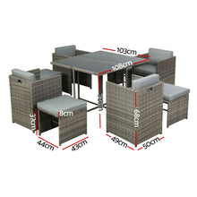 Load image into Gallery viewer, Gardeon 9 PCS Outdoor Dining Set Table Chairs Patio Lounge Setting Furniture
