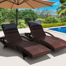 Load image into Gallery viewer, Gardeon Set of 2 Sun Lounge Outdoor Furniture Wicker Lounger Rattan Day Bed Garden Patio Brown
