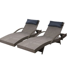 Load image into Gallery viewer, Gardeon Set of 2 Sun Lounge Outdoor Furniture Wicker Lounger Rattan Day Bed Garden Patio Grey
