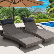 Load image into Gallery viewer, Gardeon Set of 2 Sun Lounge Outdoor Furniture Wicker Lounger Rattan Day Bed Garden Patio Grey
