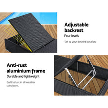 Load image into Gallery viewer, Gardeon Sun Lounge Wicker Lounger Outdoor Furniture Rattan Garden Day Bed Sofa Black
