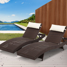 Load image into Gallery viewer, Gardeon Outdoor Sun Lounge Setting Wicker Lounger Day Bed Rattan Patio Furniture Brown
