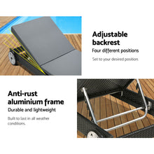 Load image into Gallery viewer, Gardeon Sun Lounge Wicker Lounger Day Bed Wheel Patio Outdoor Furniture Setting
