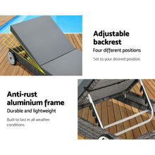 Load image into Gallery viewer, Gardeon Sun Lounge Wicker Lounger Day Bed Wheel Patio Outdoor Furniture Setting
