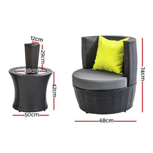 Load image into Gallery viewer, Gardeon 4 Piece PE Wicker Outdoor Chair Bar Lounge Set - Black
