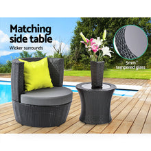 Load image into Gallery viewer, Gardeon 4 Piece PE Wicker Outdoor Chair Bar Lounge Set - Black
